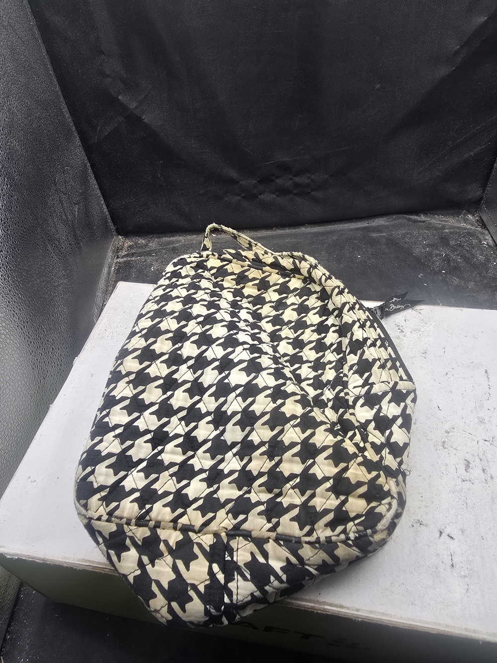 Vera Bradley Black and Cream Houndstooth Quilted Shoulder Bag